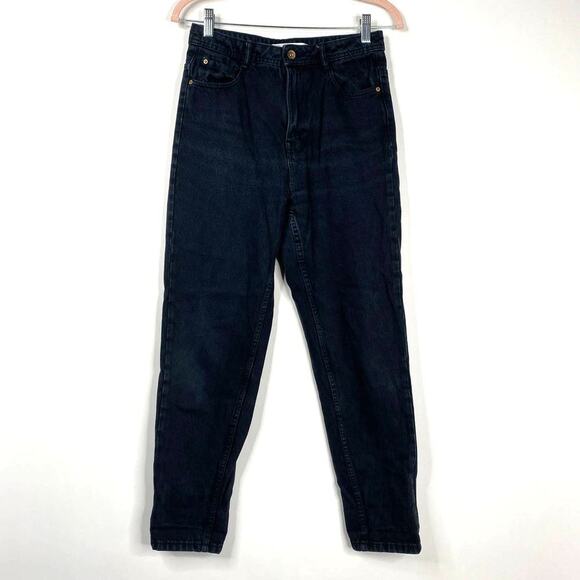 2/$30 ZARA Mom Fit Crop Skinny Jeans Rinsed Black Pure Denim 4 #6275 - Picture 3 of 11